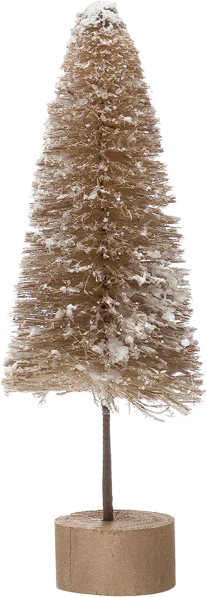 Creative Co-Op 2-3/4" Round x 9" H Sisal Bottle Brush Tree w/Faux Snow & Wood Base, Tan Color Fig... | Amazon (US)