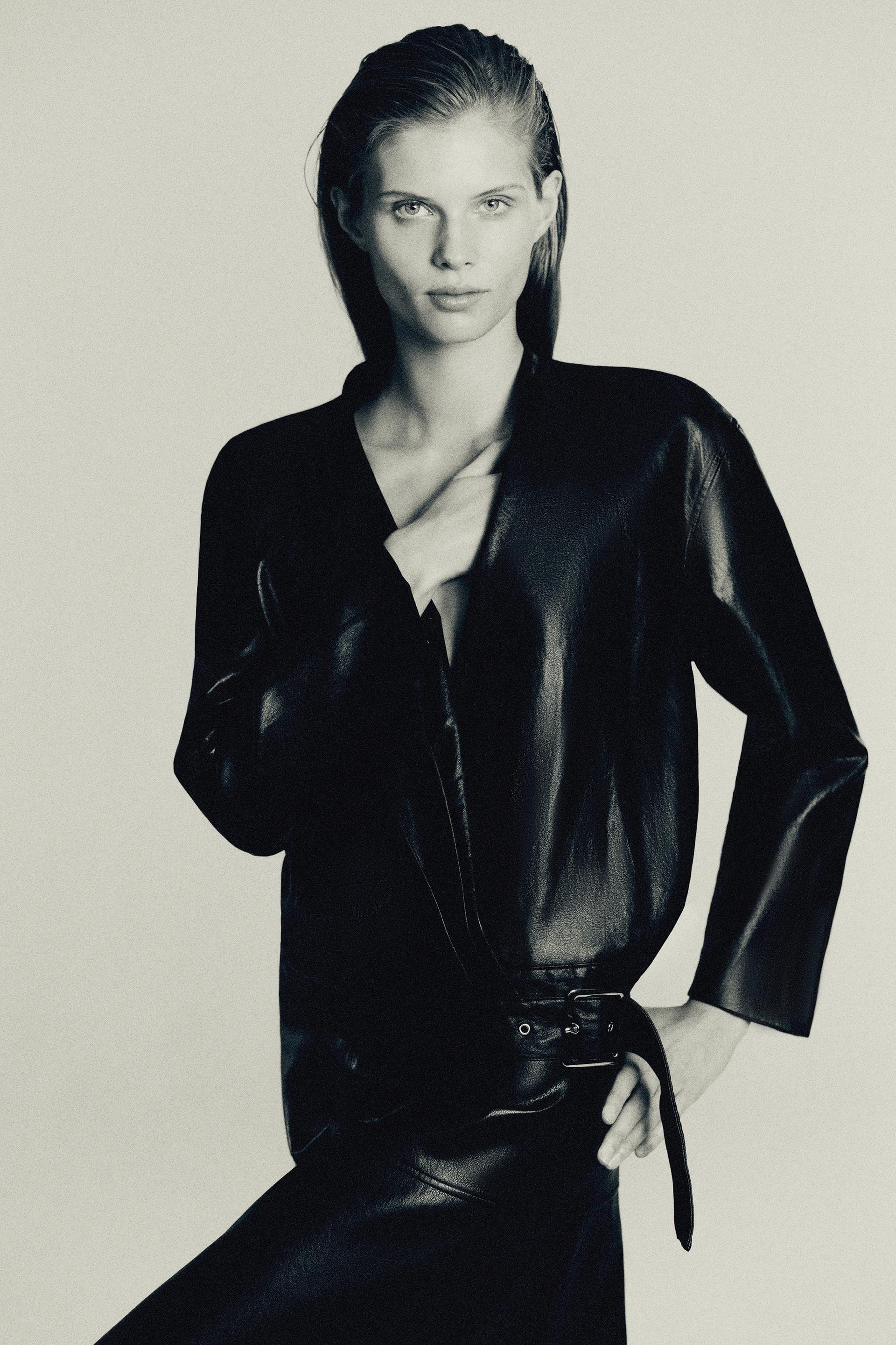 FAUX LEATHER-EFFECT DOUBLE-BREASTED JACKET | Zara US