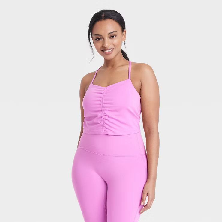 Women's Flex Shirred Cropped Tank Top - All in Motion™ | Target