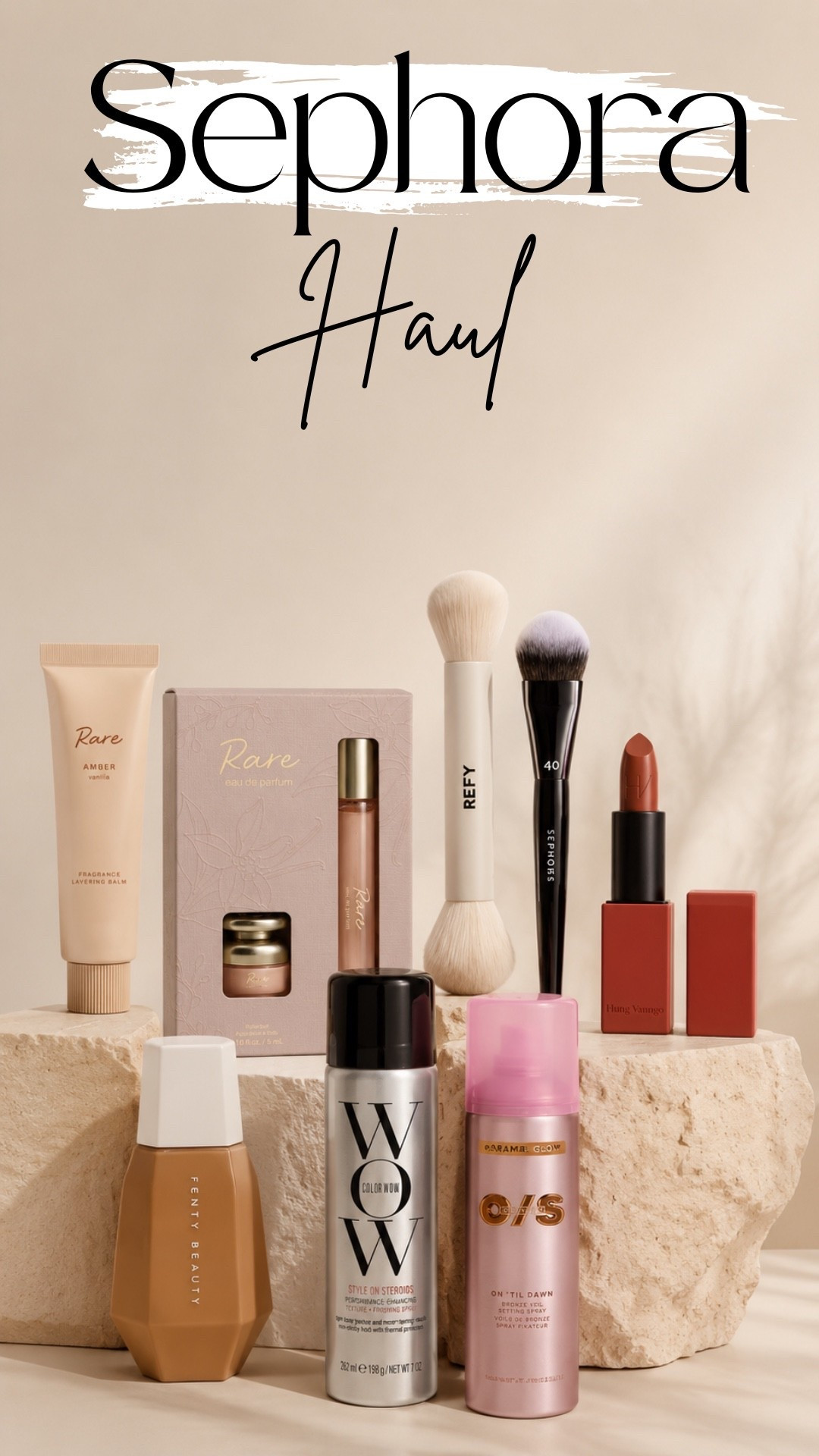 If you guys get anything get the perfume combo.  OMG freaking incredible if you like warm and Woody type of fragrances. 

One size spray shade caramel
Lipstick shade - nothing to lose 
Fenty skin tint number 7 
I also linked the refy brush I meant to buy. I ended up getting the wrong one. I also linked the Rhode brush I have been obsessed with all month. ￼