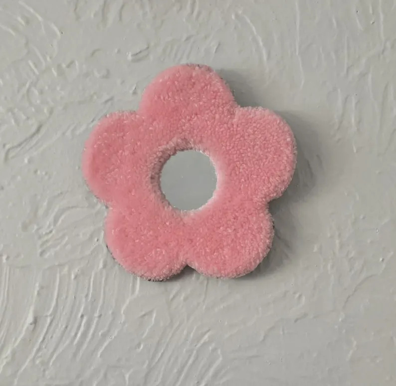 Wall Hanging, Pink Flower, Mirror, Wall Decor, Tufted Rug | Etsy (US)