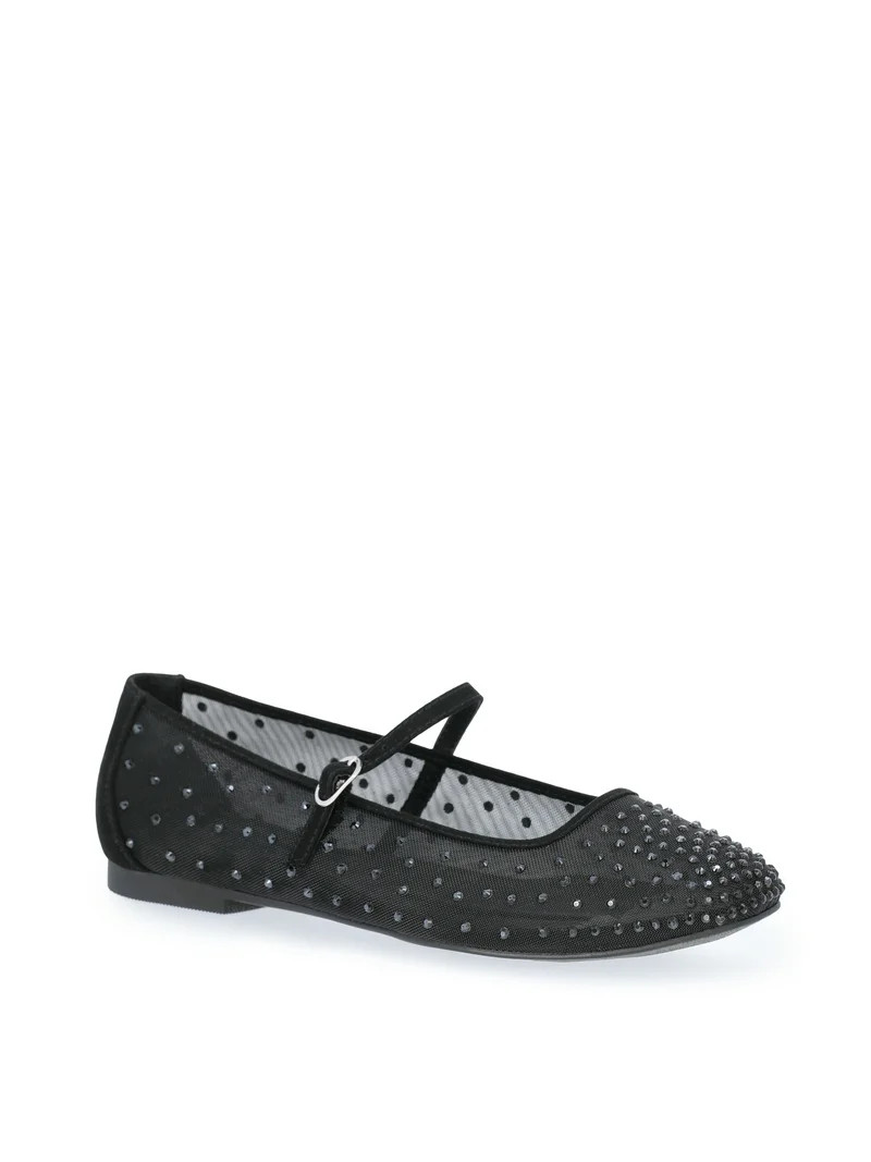 Time and Tru Women's Rhinestone Mary Jane Flats | Walmart (US)