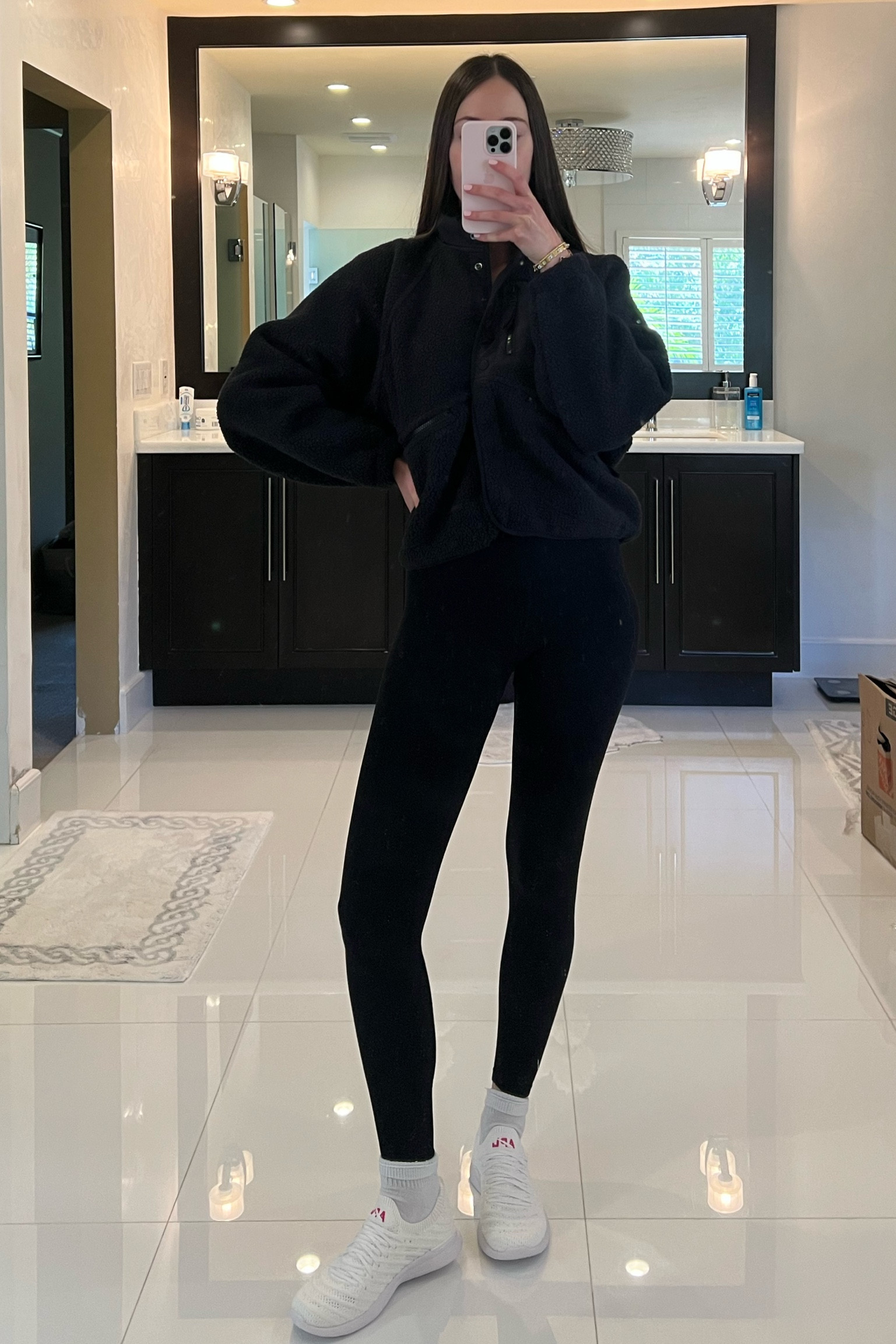 I have this free people fleece in two colors! (recommend sizing down one I ordered an XS and it’s still a little oversized) also obsessed with these APL sneakers with the pink letters 😍

#athleisure #spring #ootd #dayoutfit


#LTKstyletip #LTKFind #LTKfit