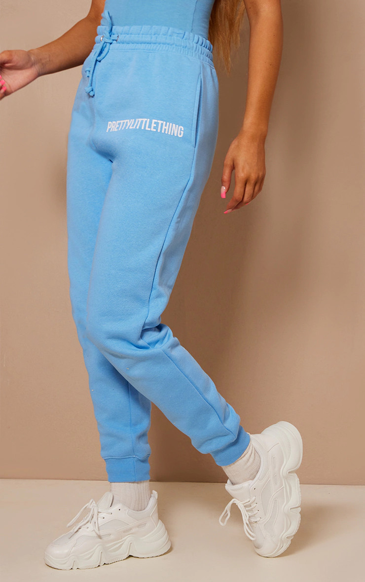 PRETTYLITTLETHING Bright Blue Logo High Waisted Cuffed Sweatpant | PrettyLittleThing US