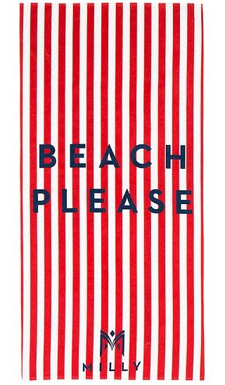 MILLY Beach Please Striped Beach Towel in Poppy | Revolve Clothing