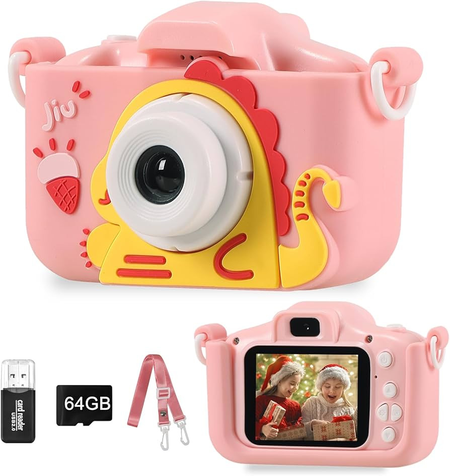 Upgrade Dinosaur Kids Camera, Toys for Boys Girls Age 3-9, HD Children Digital Video Cameras for Toddler with Cartoon Soft Silicone Cover, Portable Toy for Kids 3 4 5 6 7 8 9 (Pink) | Amazon (US)