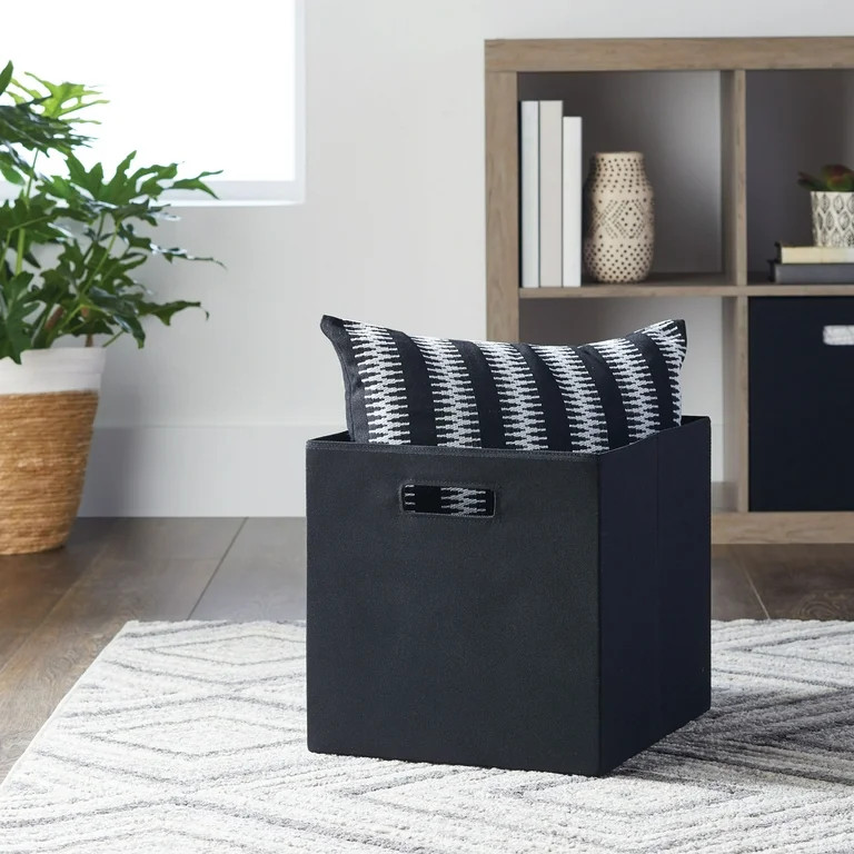 Better Homes & Gardens 12.75" Fabric Cube Storage Bin, Rich Black - Walmart.com | Walmart (US)