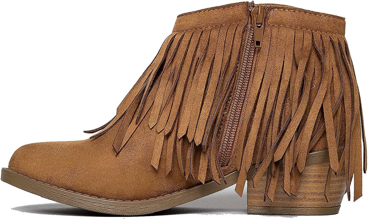 J. Adams Marrow Ankle Boot - Western Fringe Cowboy Low Heel Bootie | Amazon (US)