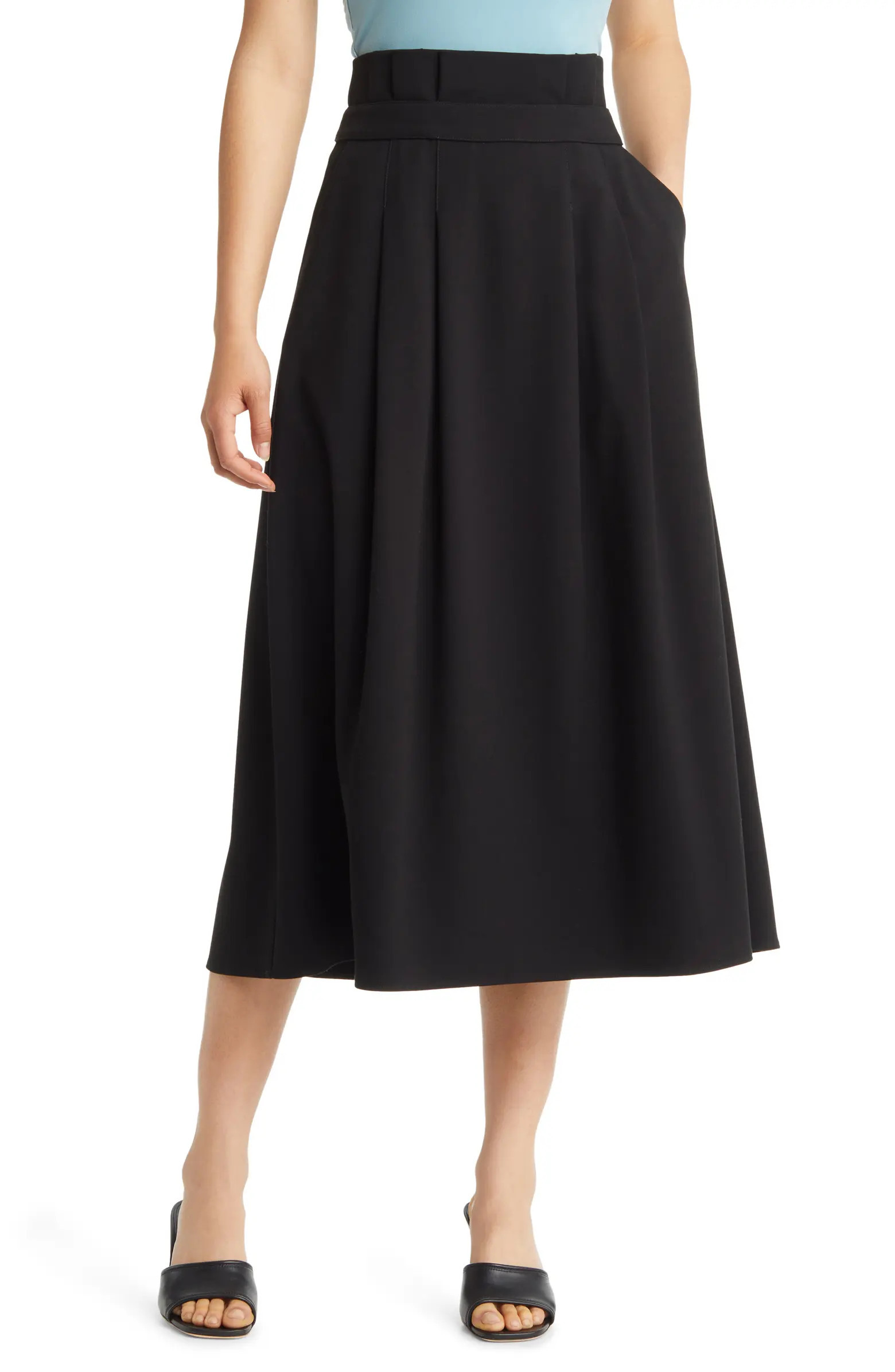 Paperbag Waist A-Line Midi Skirt | Nordstrom
