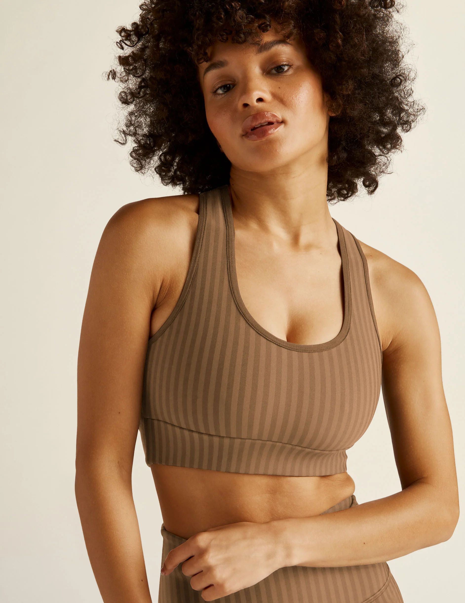 Striped Jacquard Work It Over Long Line Bra | Beyond Yoga | Beyond Yoga