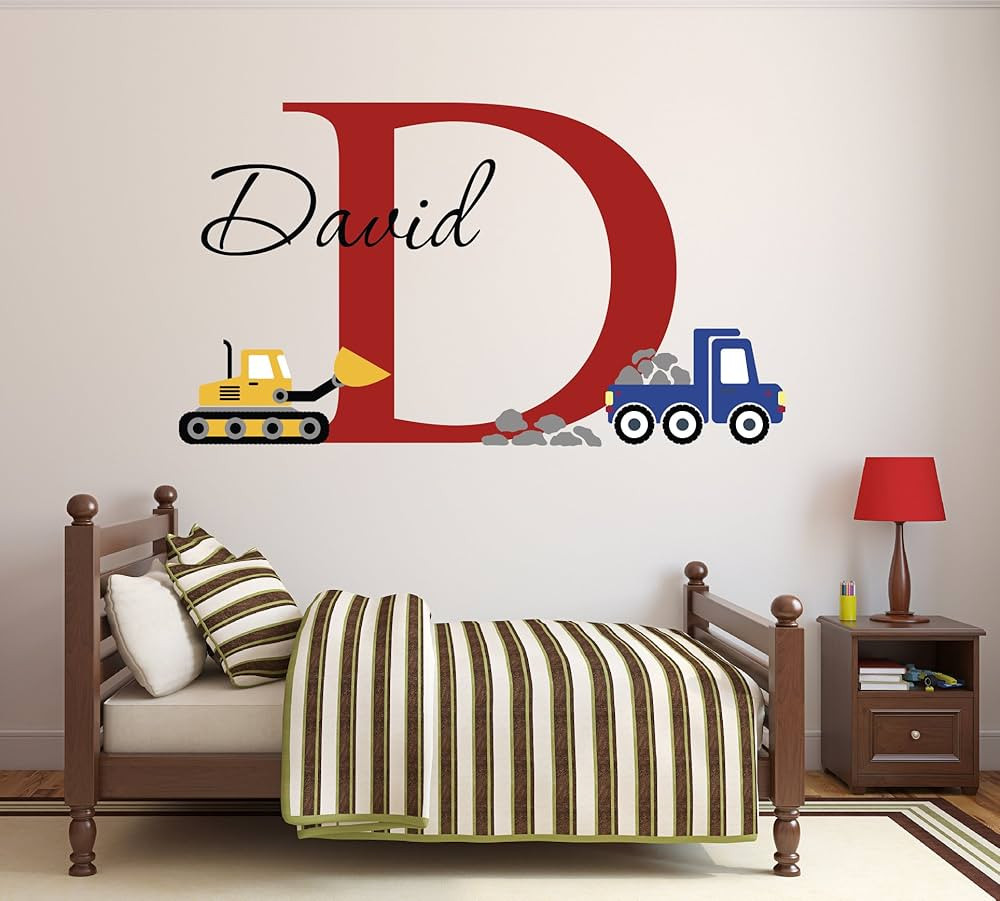 Lovely Decals World LLC Custom Construction Truck Name Wall Decal for Boys Nursery Baby Room Art ... | Amazon (US)