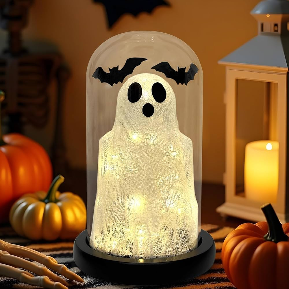 DAZONGE Halloween Decorations Indoor, Lighted Ghost in Glass Dome Cloche, Cute Spooky Halloween G... | Amazon (US)