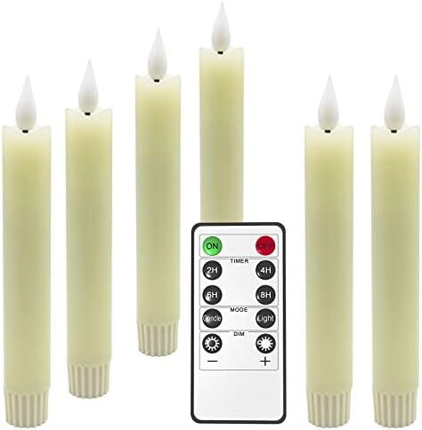 Flameless Real Wax LED Taper Candles, 6pcs Battery Operated Taper Candles with Warm White Flicker... | Amazon (CA)