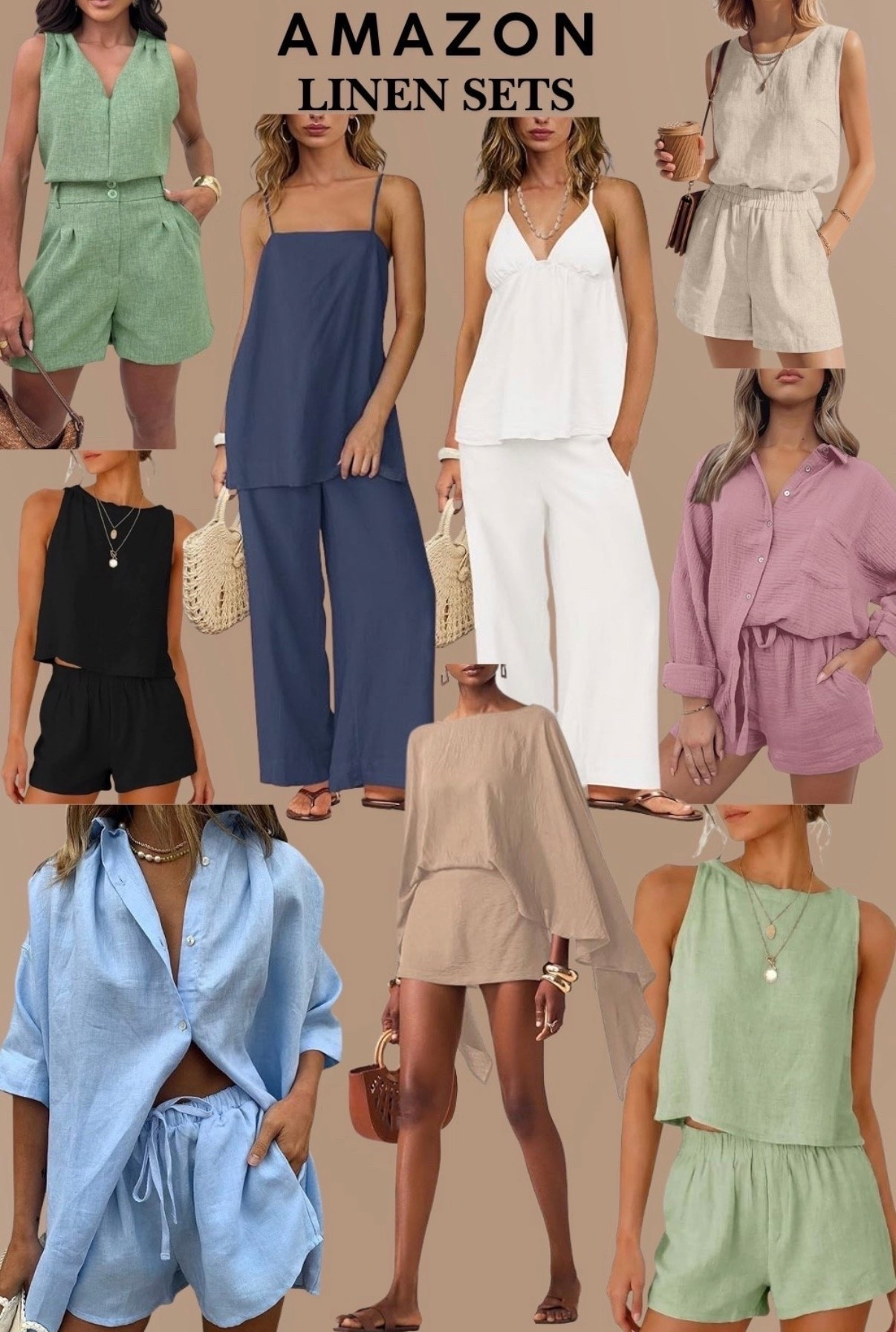 Linen sets are EVERYTHING right now!! 😍 

Dress up or dress down, these two piece sets are an easy outfit win every day of the week AND even better, they’re all crazy affordable from AMAZON!! 🙌🏻


These are the outfits you wear to the farmers market, a dinner date night, a beachside café, a summer brunch, or literally just running errands looking like you just got back from the South of France. Everything is linked below — tap to shop!! 👇🏻🩵





#recreatethelook #pinterestinspired #pinterestoutfit #pintereststyle #linenset #linenoutfit #linenfashion #linenshorts #linenshirt #linentop #linenpants #matchingset #matchinglinen #bluelinen #black linen #greenlinen #purplelinen #whitelinen #buttondownlinen #beigelinen #easyoutfitidea #outfitidea #outfitinspiration #summeroutfit #summerstyle #summerfashion #summerootd #vacationoutfit #vacationstyle #vacationfashion #europeansummer #amalficoast #beachoutfit #beachstyle #resortwear #resortstyle #casualchic #effortlessstyle #amazonfinds #amazonfashion #amazonoutfit #amazonset #amazonmusthaves #amazonstyle #thelookforless #affordablefashion #outfitinspo #fashioninspo #over40style #over40fashion #momstyle #brunchoutfit #marketoutfit #islandstyle #coastalstyle #ootd #LTKootd #LTKSeasonal #LTKOver40 #LTKstyletip #LTKFindsUnder50 #LTKtravel #LTKSwim

#LTKSeasonal #LTKOver40 #LTKmomlife

#LTKmomlife #LTKOver40 #LTKSeasonal

#LTKmomlife #LTKootd #LTKSaleAlert