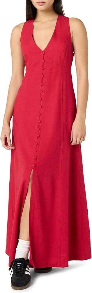 The Drop Women's Blanca Linen Button-Front V-Neck Maxi Dress | Amazon (US)