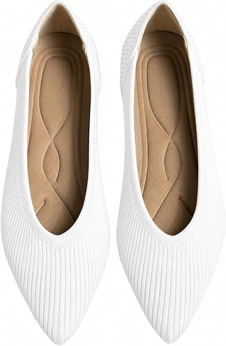 TINGRISE Women's Flats Shoes Pointed Toe Knit Ballet Comfortable Dressy Slip On Flat | Amazon (US)