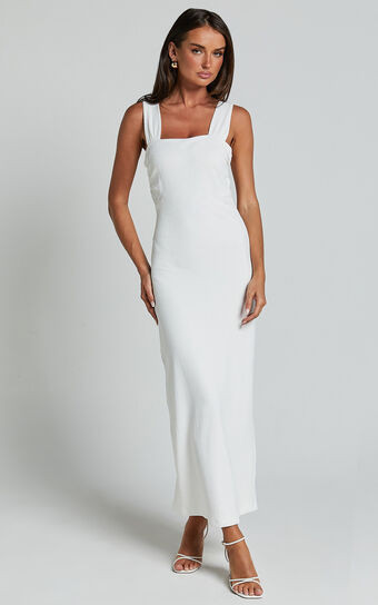 Tayla Midi Dress - Ruched Bust Bodycon Dress in White | Showpo (ANZ)