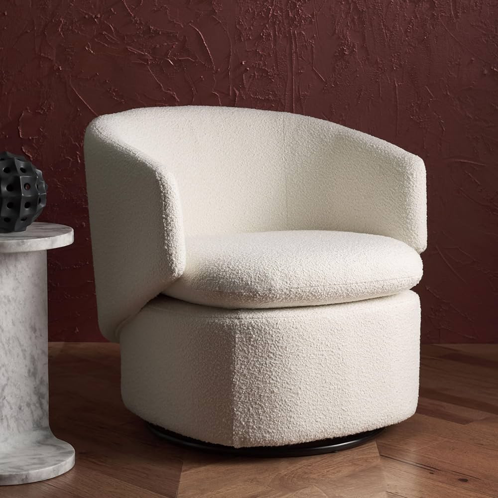SAFAVIEH Couture Collection Phyllis Ivory Boucle Swivel Chair (Fully Assembled) | Amazon (US)