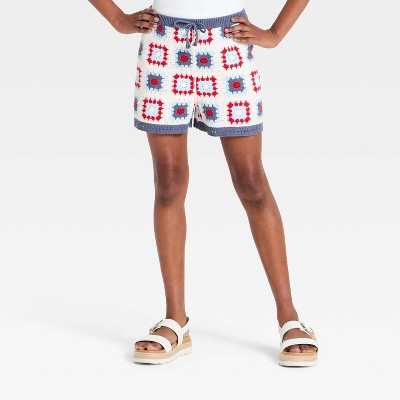 Girls' Sweater Short Pull-On Shorts - art class™ Red/White/Blue XL | Target