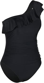 Hilor Women's One Piece Swimsuits One Shoulder Swimwear Asymmetric Ruffle Monokinis Bathing Suits | Amazon (US)