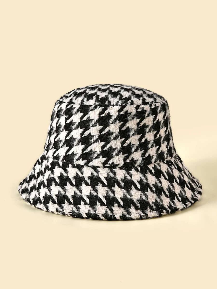 Houndstooth Print Bucket Hat | SHEIN