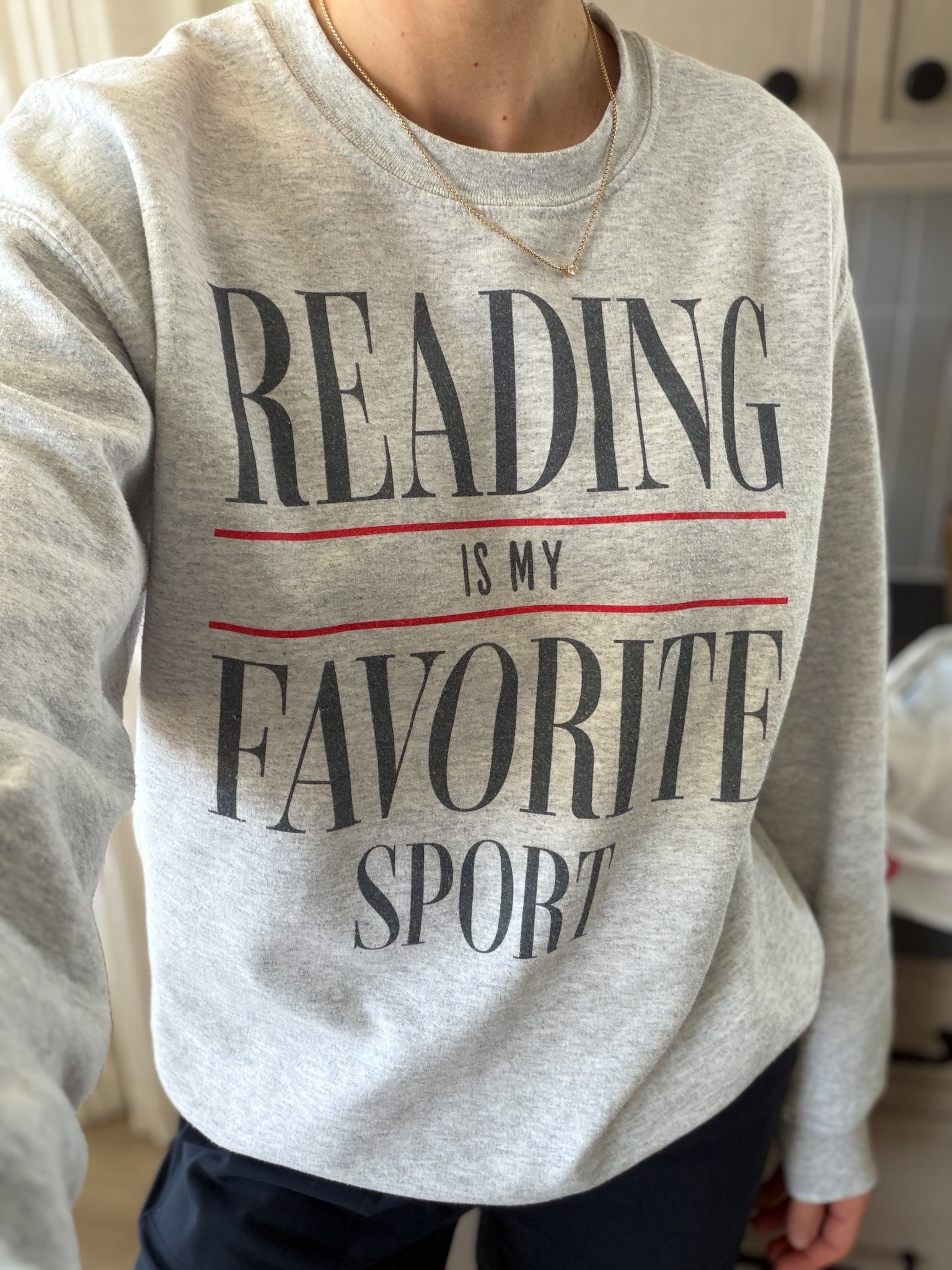Reading is my favorite sports sweatshirt! Wearing a M   ￼

#LTKootd #LTKmomlife