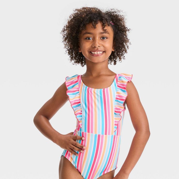 Girls' Striped Sunshine Bound One Piece Swimsuit - Cat & Jack™ | Target