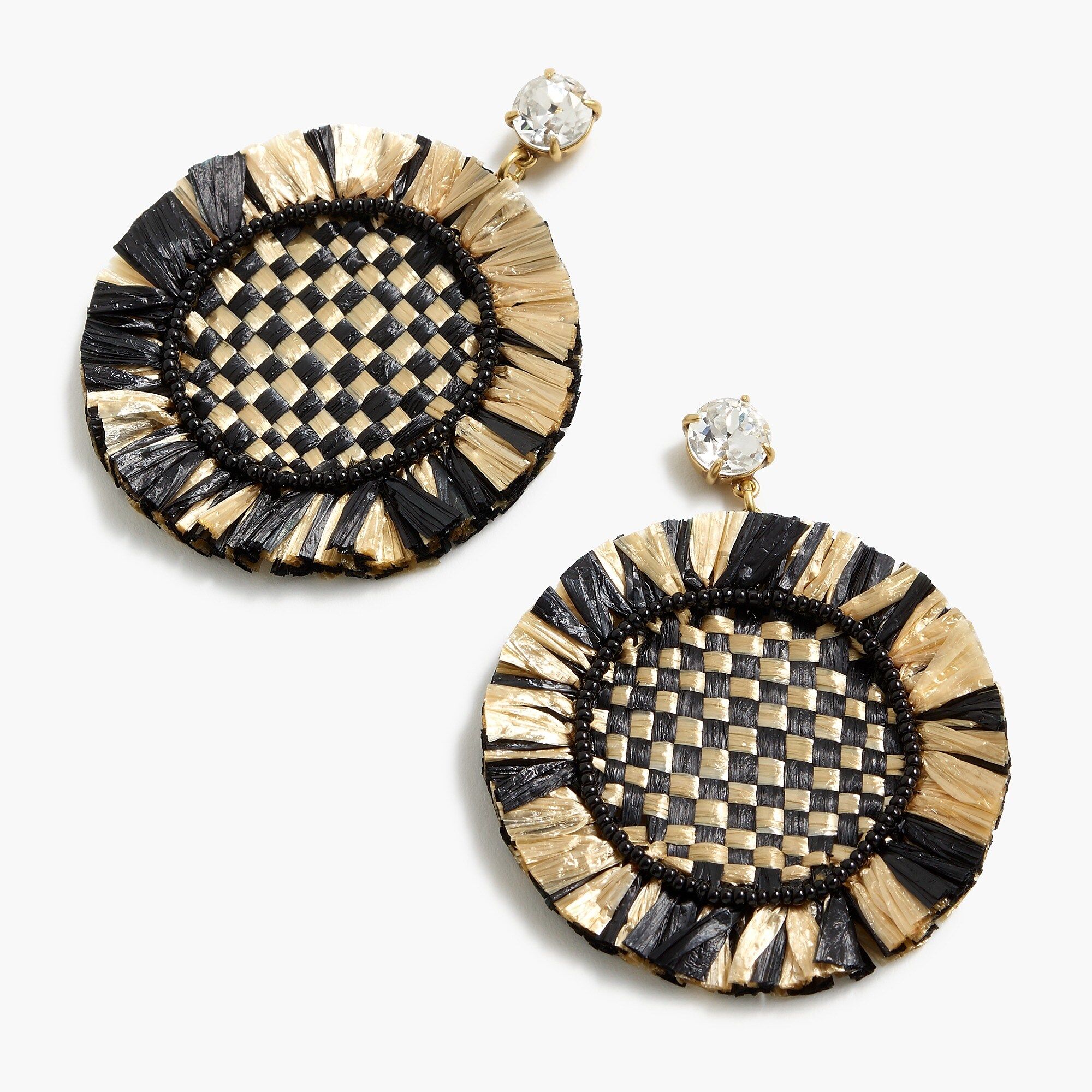 Rainbow raffia fringe disc earrings | J.Crew US