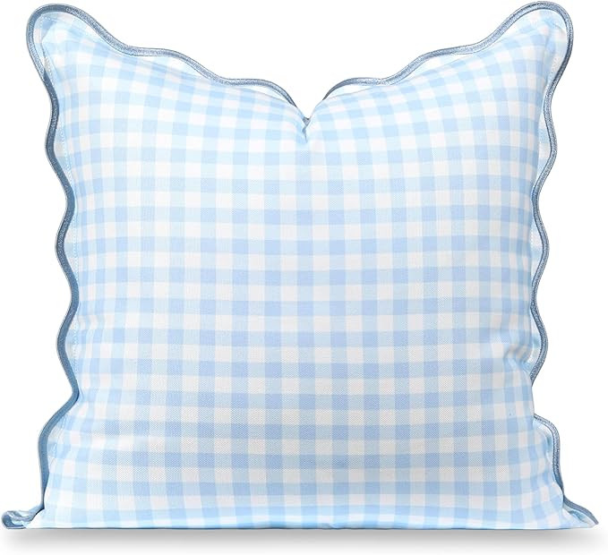 Hofdeco Premium Coastal Hampton Scalloped Patio Indoor Outdoor Throw Pillow Cover Only, 20"x20" W... | Amazon (US)