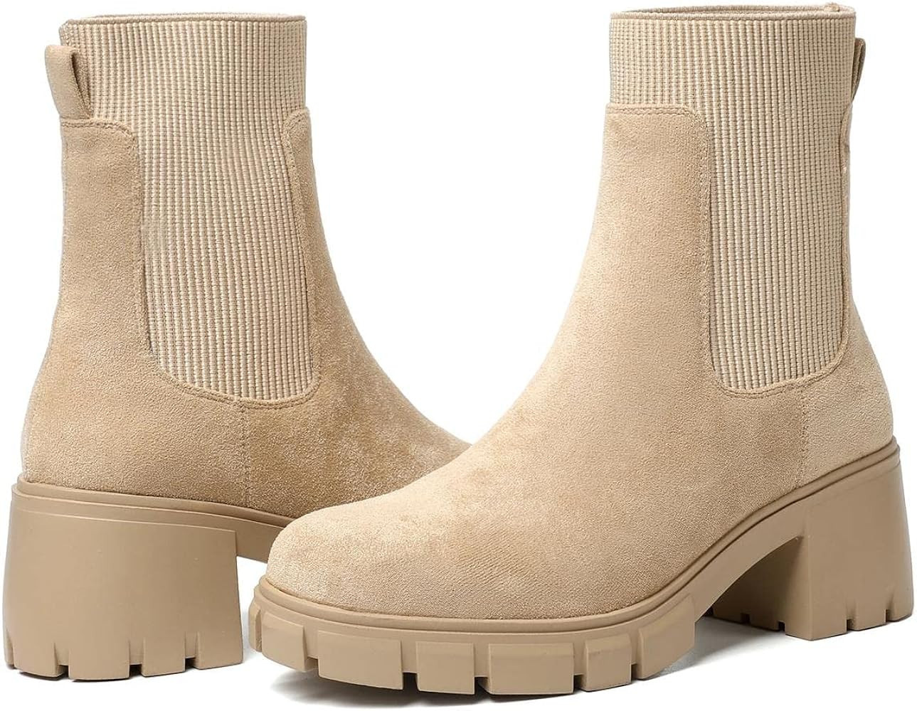 GOUPSKY Womens Fall Winter Ankle Boots Chelsea Boots 2024 Tan Boots Outfit Beige Boots Amazon  | Amazon (US)