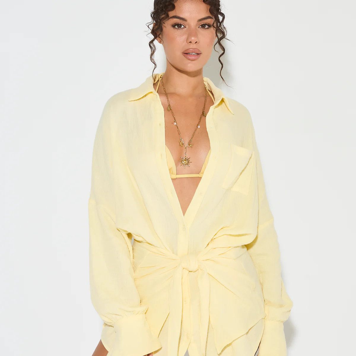 GRETA Lemon Cheesecloth Knot Dress | Noughts and Kisses