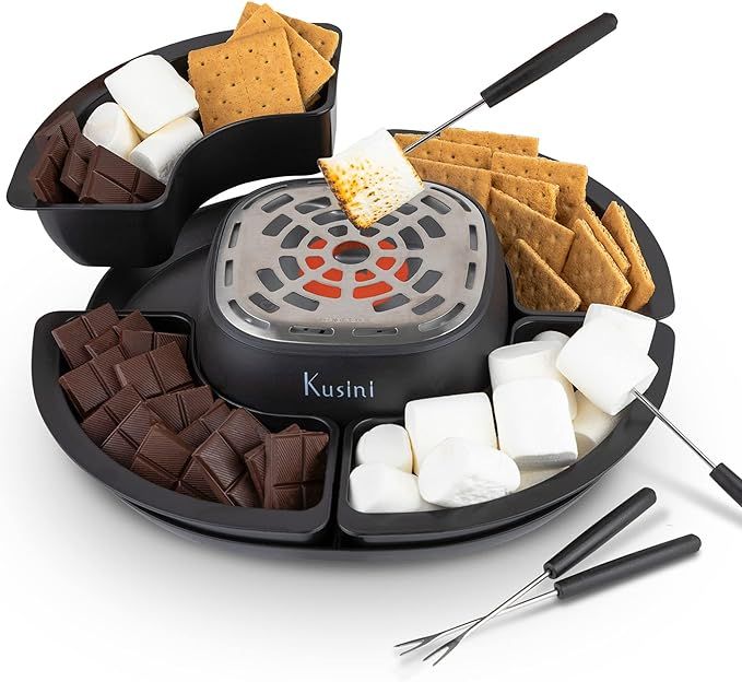 Kusini Smores Maker Tabletop Indoor - Flameless Electric Marshmallow Roaster – 4 Detachable Tra... | Amazon (US)