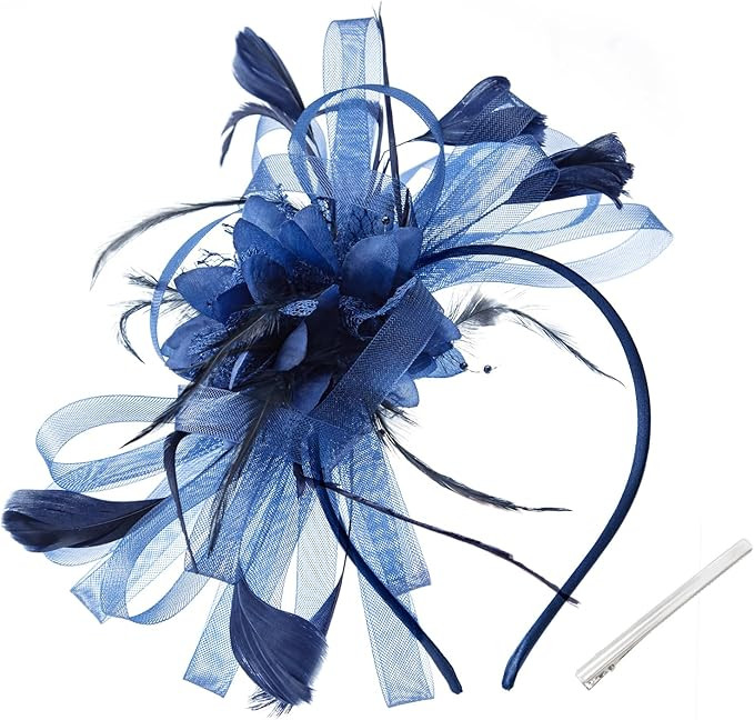 Women's Fascinators Feathers Mesh Ribbons Kentucky Derby Hat Tea Party Hats with Headband and Cli... | Amazon (US)