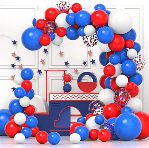 Red White and Blue Balloons Garland Arch Kit, 120Pcs Red White Royal Blue and Confetti Balloons F... | Amazon (US)
