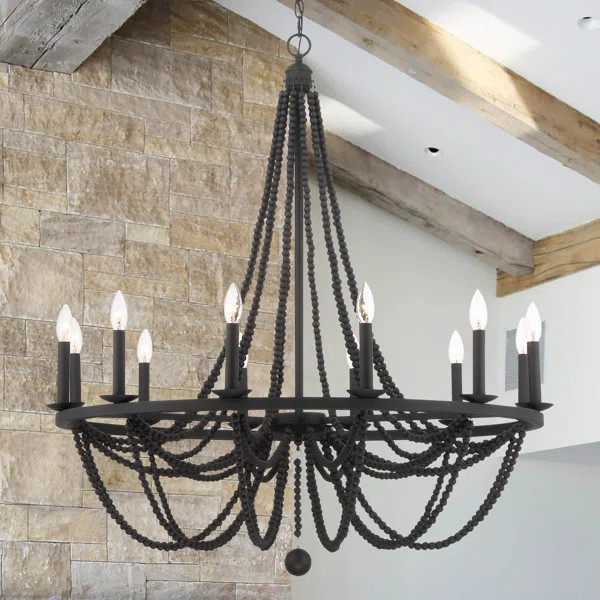 Knaack 12 - Light Steel Dimmable Candle Style Wagon Wheel Chandelier UL Certified | Wayfair North America