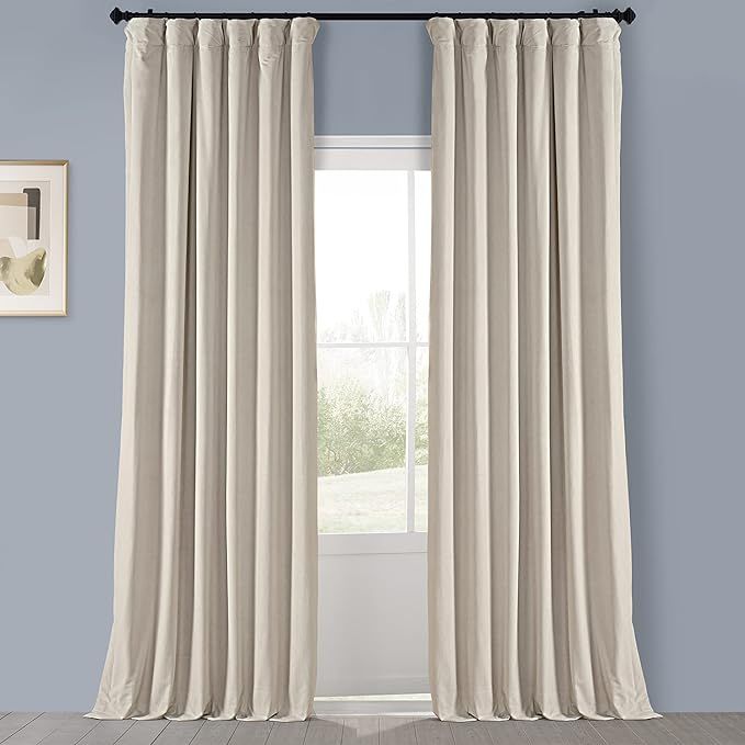 HPD Half Price Drapes VPYC Heritage Plush Velvet Curtain (1 Panel), 50 X 108, Au Lait Creme | Amazon (US)