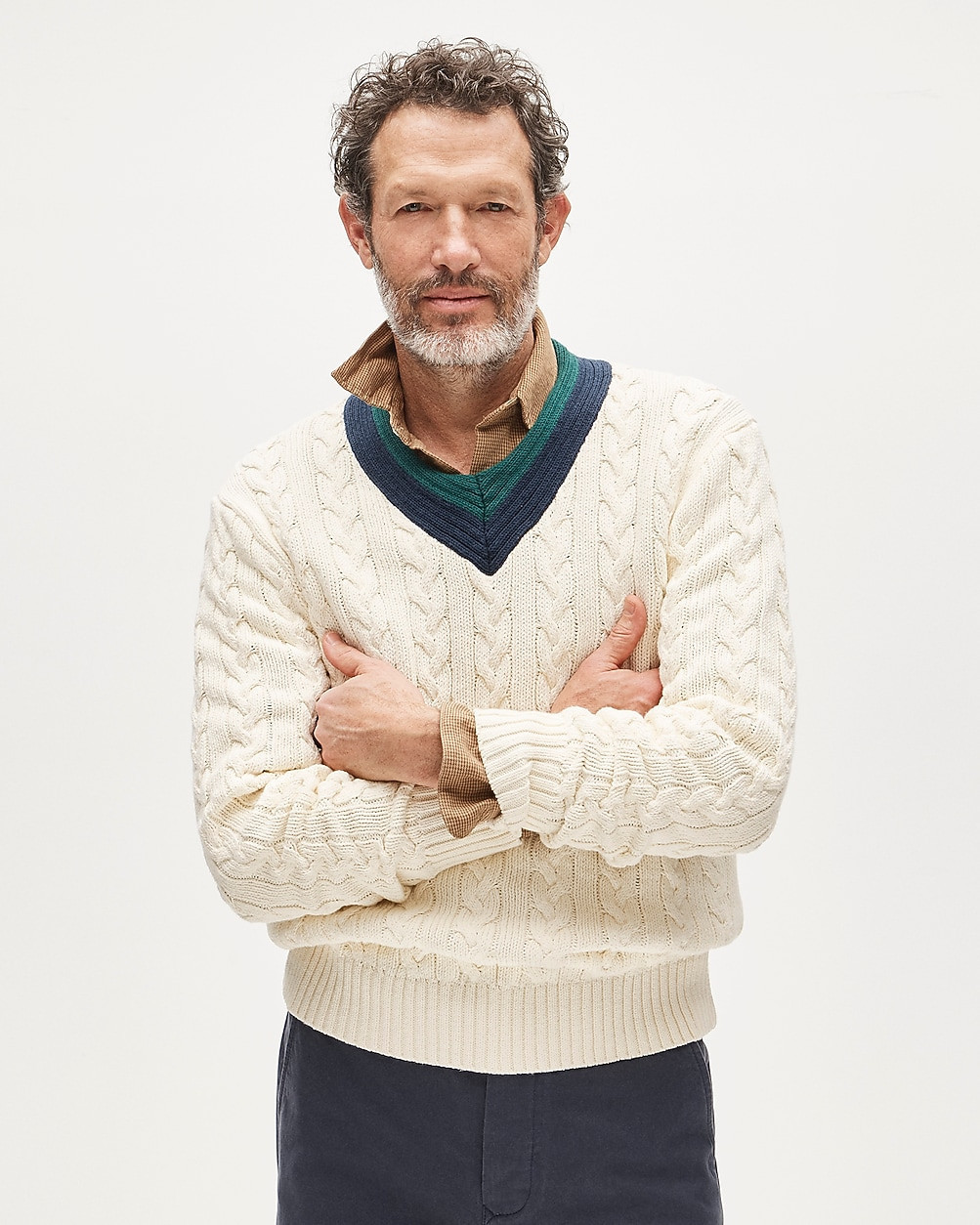 Cable-knit V-neck sweater in cotton | J. Crew US