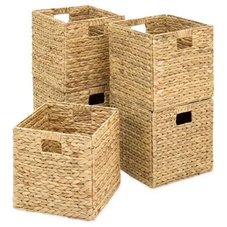 Best Choice Products Set of 5 Foldable Handmade Hyacinth Storage Baskets w/ Iron Wire Frame - Nat... | Walmart (US)