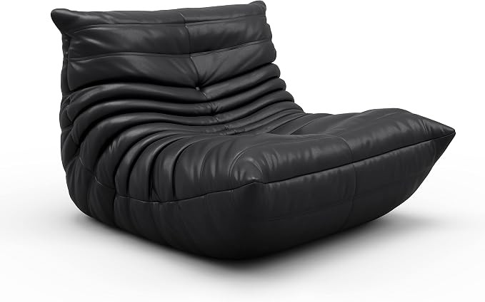 Fireside Chair, Soft Faux Leather Lounge Chair Lazy Floor Sofa Accent Bean Bag Couch for Living R... | Amazon (US)
