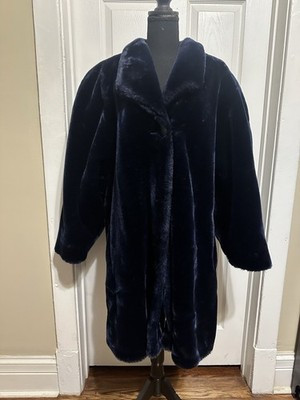 Vintage Monterey Fashions Faux Fur  Coat Size 2X  Plush Dark Blue USA Made | eBay CA