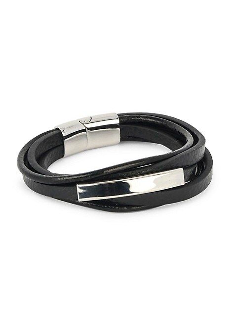 Stainless Steel & Leather AdjustableDouble-Wrap Bracelet | Saks Fifth Avenue OFF 5TH