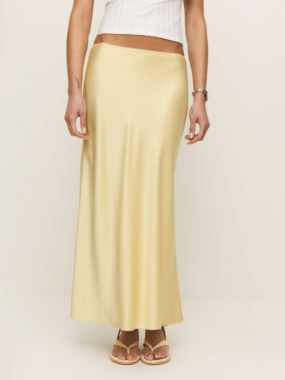 Petites Layla Satin Skirt | Reformation (Global)
