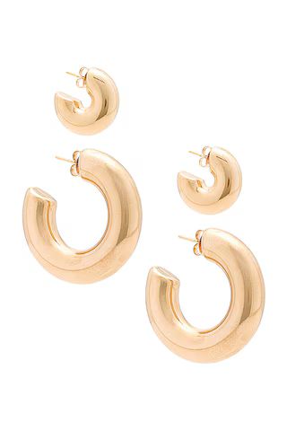 Jordan Road Monaco Hoop Earrings Set in 18k Gold Plated Brass from Revolve.com | Revolve Clothing (Global)