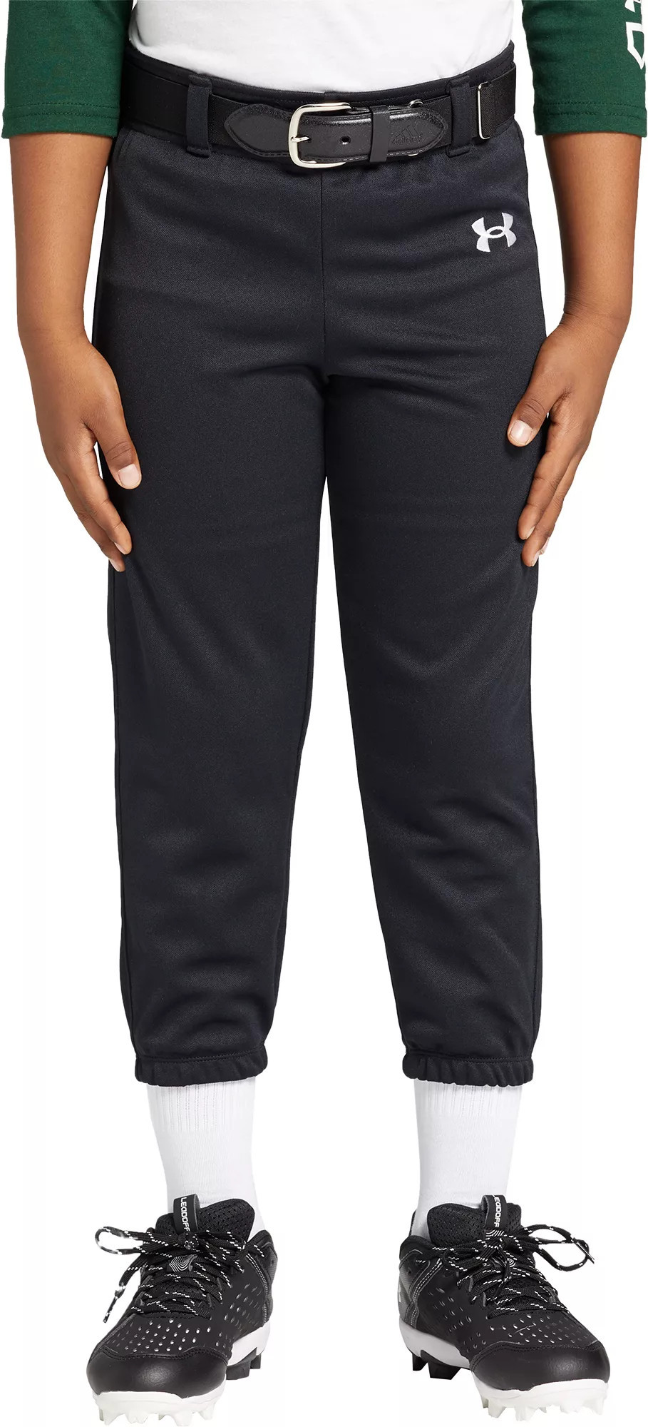 Under Armour Kids' Pull Up Pants w/ Belt Loops, Small, Black | Dick's Sporting Goods