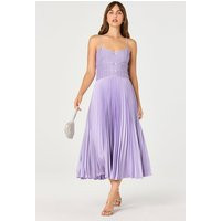 ASTR the Label | Shionagh Satin Bow-Detail Pleated Midi Dress in Lilac | Size S | ASTR The Label (US)
