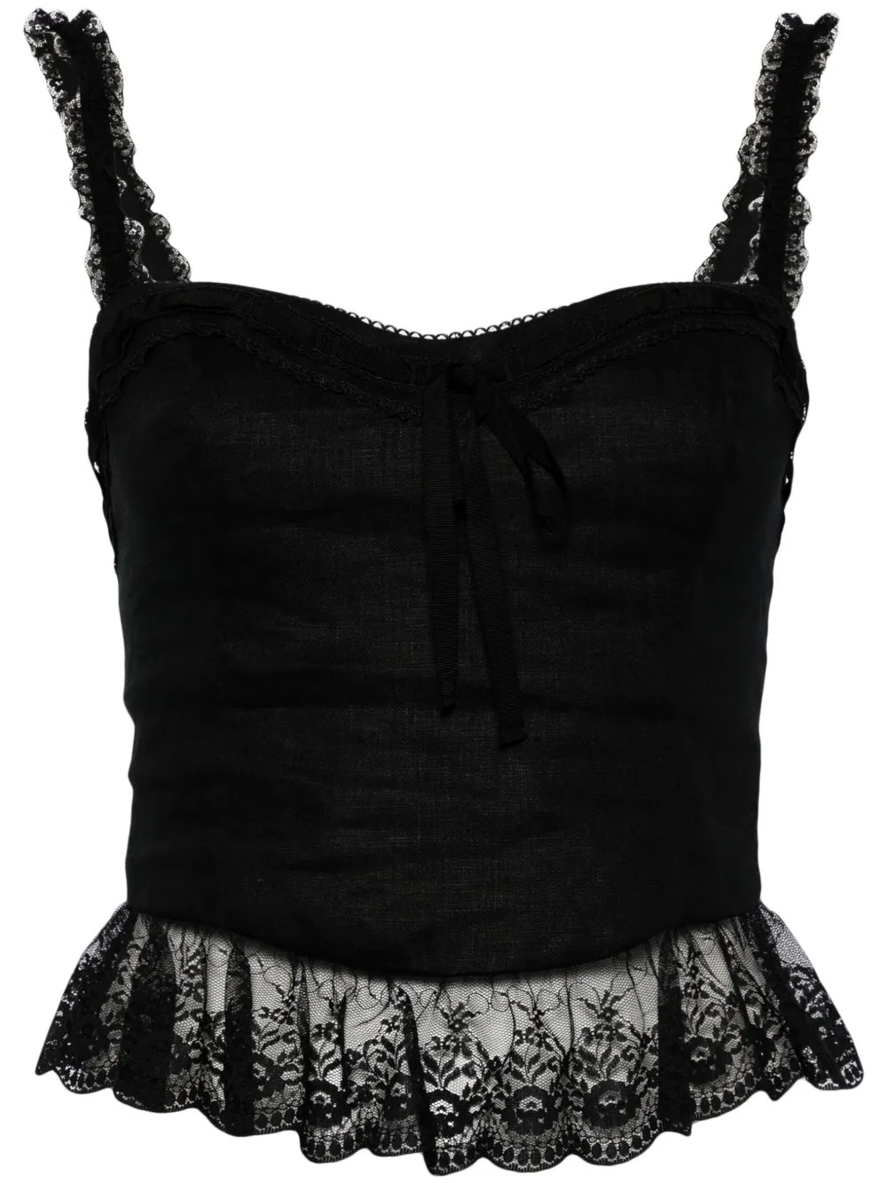 Reformation Paola lace-trimmed Linen Top - Farfetch | Farfetch Global