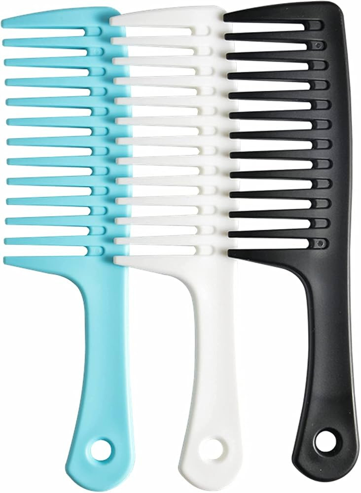 3 Pieces Wide Tooth Detangling Large Comb for Women Shower Wet Dry Curly Long Thick Hair (Blue Wh... | Amazon (CA)