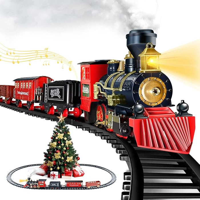 Shemira Christmas Train Set, Train Toys for Boys Girls,Toy Train with Light Smoke and Sound,Steam... | Amazon (US)