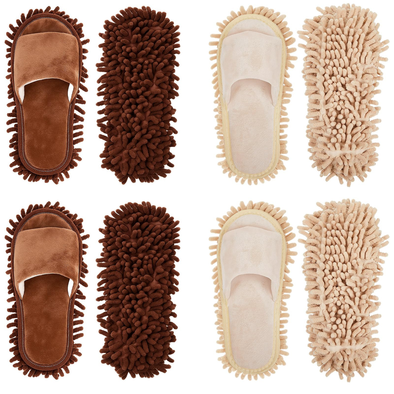 Jecery 4 Pair Washable Microfiber Mop Slippers Detachable Dusting Shoes for Floor Cleaning, Offic... | Amazon (US)