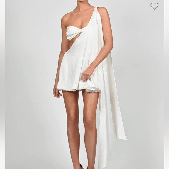 Elegant White One-Shoulder Mini Dress | Poshmark